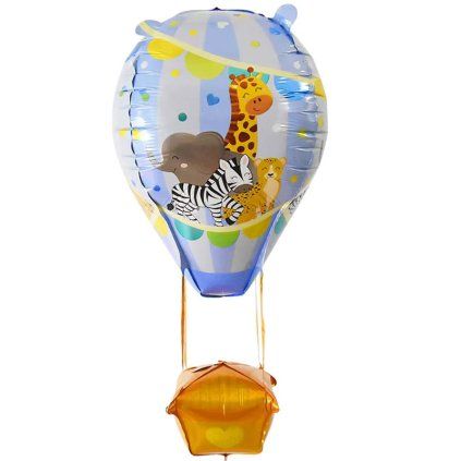 Fóliový balónek Horkovzdušný balón s košem modrý 29 x 87 cm (0136)